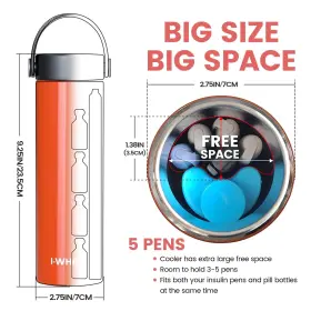 1w-orange 1-wheat Insulin Cooler Travel Case 3-5 Pens 60h Tsa Approved Medication #2