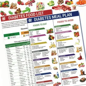 Aaprr 731140194198 2 Pcs Diabetes Food List Laminated Meal Planner For Diabetics With Serving Size