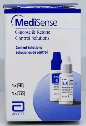 Abbott 093815801399 Medisense Glucose And Ketone Control Solution 4 Ml Hi Lo New In Box 02/26