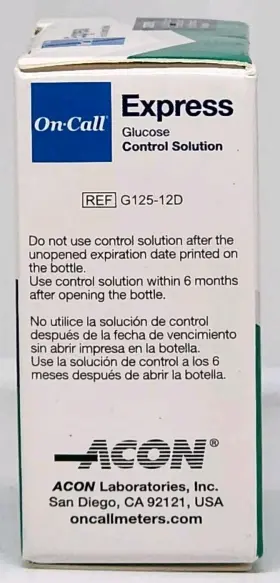 Acon Laboratories 682607557325 On Call Express Glucose Control Solution 2 Vials New In Box Expiration 3/12/2025 #2