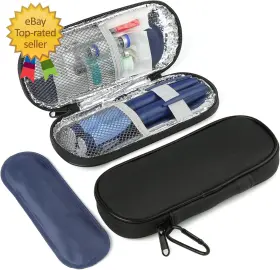 Ad-cool-001 711181726343 Insulin Pen Cooler Travel Case With Tsa Approved Ice Packs Diabetic Black
