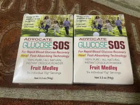 Advocate 865702000334 Lot Of 2 6ct Boxes Glucose Sos Fruit Medley Rapid Recovery Diabetes