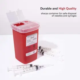 Ae191 Alcedo Sharps Container For Home Use 1 Quart 1-pack Biohazard Needle Red #2