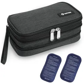 112011 Auvon Insulin Cooler Travel Case Expandable 8.3 X 4.33 3.34 Inches Black