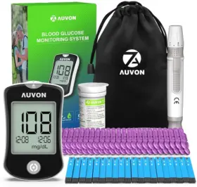 Auvon 195028000177 Blood Glucose Monitor Kit High Accuracy Sugar Test With 50