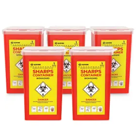 Auvon 195028004632 Sharps Container For Home Use With Versatile Ports And User-friendly Red