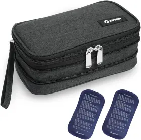 Auvon 313055244283 Insulin Cooler Case Expandable Insulated Diabetic Bag With 2 180g Ice P