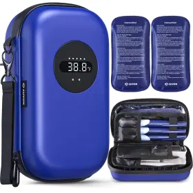 Auvon 850081609131 Insulin Cooler Travel Case With Rechargeable Temp Display And 2 Ice Packs