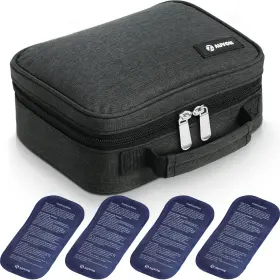 Auvon 850081609261 Insulin Cooler Travel Case With 4 160g 8.5 X 6.1 3.3 Inches Grey