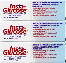 3.01871e Bausch Lomb Insta-glucose Gel Fast Acting Cherry - 1.09oz Pack Of 3 Blood Sugar Support