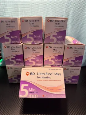 320119 Becton Dickinson 12 New Boxes Ultra-fine Mini 5mm X 31g Pen Tips - 1200 Count Supply Exp 2029
