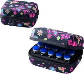Bic-15 Brand Milozen 15 Slots Butterfly Insulin Vial Storage Case Fits 5-15ml Vials Hard Shell