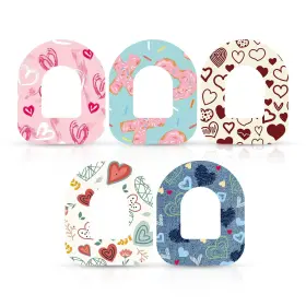 Branded 313091648632 25 Pack Waterproof Omnipod 5 Sensor Patches Adhesive Covers Heart Valentines The