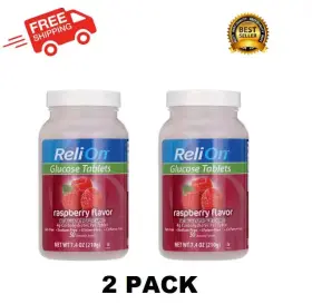 Branded 445057386302 Relion Raspberry Glucose Tablets 50 Count - Free Shipping Usa. Pack Of 2