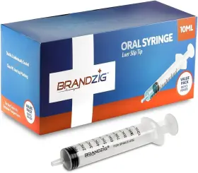 Brandzig 860159001804 10ml Oral Syringes - 100 Pack Luer Slip Tip No Needle Individually