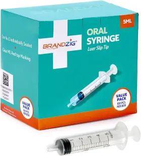 Brandzig 860159001811 5ml Oral Syringes - 100 Pack Luer Slip Tip No Needle Individually