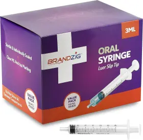 Brandzig 860159001828 3ml Syringe - 100 Pack Luer Slip Tip No Needle Individually