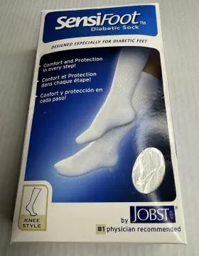 110834 Bsn Jobst Sensifoot Diabetic Socks Knee Style White X-large Sensitive Feet