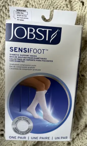 8-15mmhg Bsn Jobst 6039633 Sensifoot Diabetic Socks Knee Style White Large Compression Feet