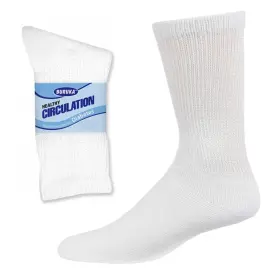 Bk175d Buruka 9-11 White-6pair 6 Pairs Diabetic Crew Circulatory Socks Health Support Mens Loose Fit Sz