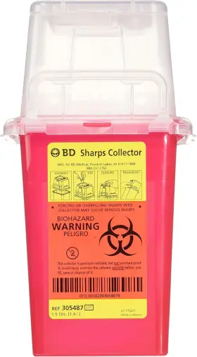 6828140 Buynowdirect Bd Sharps Collector 1.5 Quart 305487 By Bnd 00001 1 Count Pack Of Red