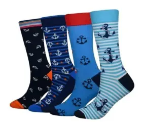 Cansok 709653050539 Mens 2/4 Packs Fun Crazy Novelty Dress Crew Socks 11-14 Anchor - 4 Pairs