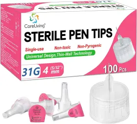 Careliving 445032034044 Pen Tips 31g X 4mm Universal Fit 100/bx Sterile Comfortable Design