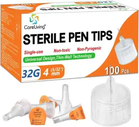 Careliving 744759521910 Pen Tips 32g X 4mm Universal Fit 100/bx Sterile Comfortable