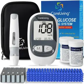 Mm1100 Careliving Blood Glucose Monitor Kit With 100 Test Strips Lancets 1