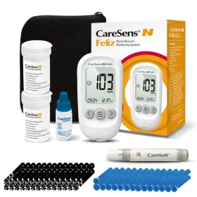 Caresens 885325001778 N Feliz Blood Glucose Monitoring Kit With 100 Sugar Test