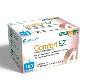 Clever Choice 898302140599 Comfort Ez Insulin Pen Tips 32 Gauge 5/32 Inch 4mm 100ct