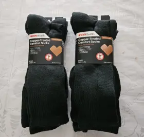 Cvs 050428274132 Free Ship Lot Of 6 Pair Health Copper Treated Crew Comfort Socks L/xl Nwt