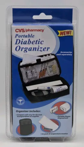 421004 Cvs Portable Diabetic Organizer Soft Case Ice Pack Temperature Monitor Sharps