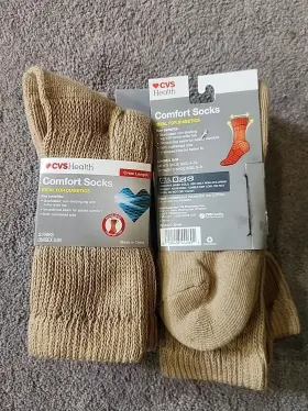 893272 Cvs Health Free Shipping Crew Length Socks For Diabetics Khaki S/m 4 New Pairs #3