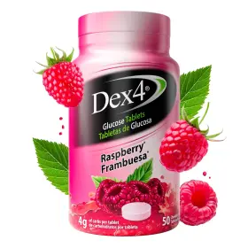 Dex4 057565978503 Glucose Tablets Fast Acting 4g Per Tablet Fat-free Gluten-free Raspberry