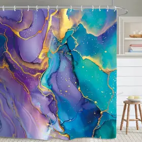 Dexcom 313039978944 Luxury Shower Bathroom Decor Curtain Marble Modern 60w 71h Inch Abstract Purple