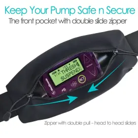 Diabelt 768564412690 Insulin Pump Belt With Double Slide Zipper Pouch Holder For Diabetic T1d Adju #2