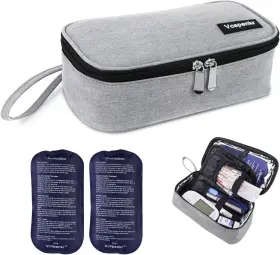 Dongguanshilonghuishoudaipijuyouxiangongsi 705353481468 Insulin Cooler Travel Case Diabetic Medicine Carrying Bag With 2 200g Ice Pac