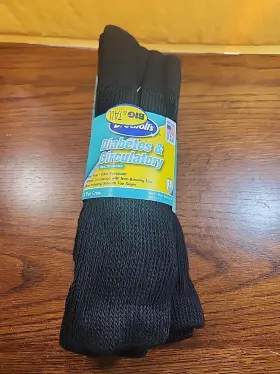 Dr. Scholls 024841314010 Diabetes Circulatory Mens 13-15 Black Socks 2 Pair Crew