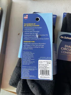Dr. Scholls 042825654624 Lot Of 2 Pair Mens Black Diabetes Circulatory Compression Socks Xl #3