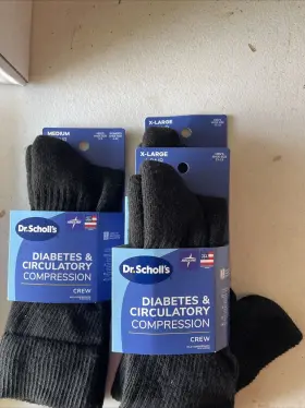 Dr. Scholls 042825654624 Lot Of 2 Pair Mens Black Diabetes Circulatory Compression Socks Xl