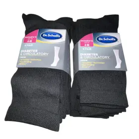 Dr. Scholls 042825741522 11 Pairs Women Diabetes Circulatory Crew Socks Shoe Size 4-10 Black