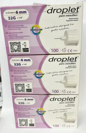 Droplet 907996093090 0.23mm X 6mm 32g 1/4 Inch Pen Tips 3 Boxes Of 100 300 Total