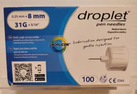 Droplicon 907996099405 Droplet Pen Needles 31g 0.25mm X 8 Mm 4 Box Of 100 New Exp. 10/01/27 #2