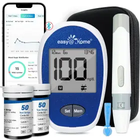 Easy Home 810038634746 Blood Glucose Monitor Kit Glucoseease Sugar Testing Blue