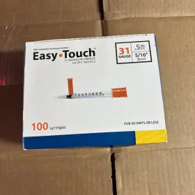 08496-3156-01 Easy Touch U-100 31 Gauge .5ml Syringes