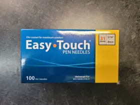 31ga Easy Touch 084963106016 8mm 5/16 Inch Pen Needles 100ct