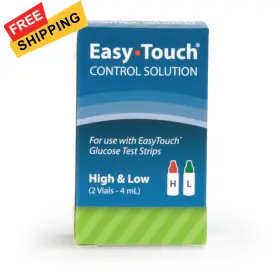 Easy Touch 853747003519 Control Solution Glucose Monitor Kit - Hi And Low 2 Vials 4 Ml