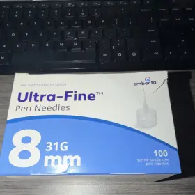 320109 Embecta Ultra-fine Pen Tips 8mm 31g 100 Count Ref Sterile Single Use
