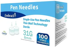 Embrace 894030002123 Pen Su Nd 31gx8mm 200 Needles - 2 Pack Of 100